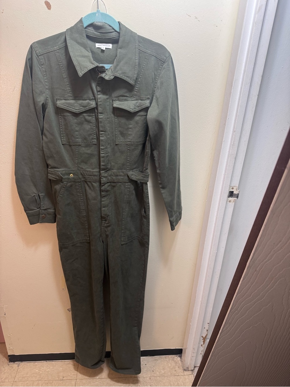 Good American Olive Green Utility Jumpsuit size 3